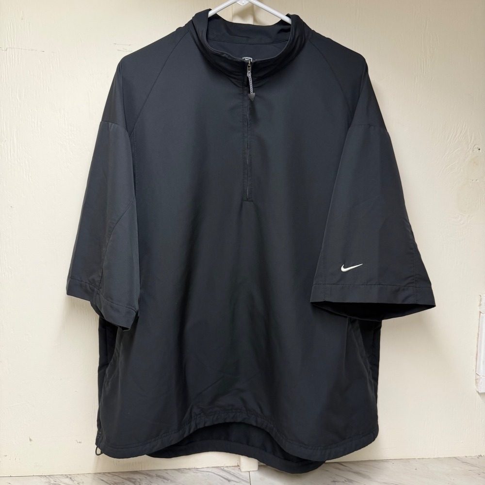 Nike Golf Mens XL Black Short Sleeve Quarter Zip Vented Windshirt Pullover